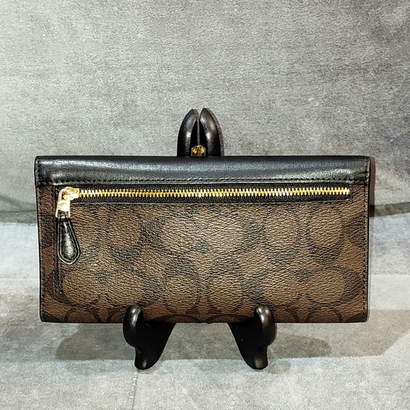 COACH SIGNATURE MONOGRAM TRI-FOLD LONG SNAP WALLET COATED CANVAS & LEATHER NWOT - Picture 8 of 15